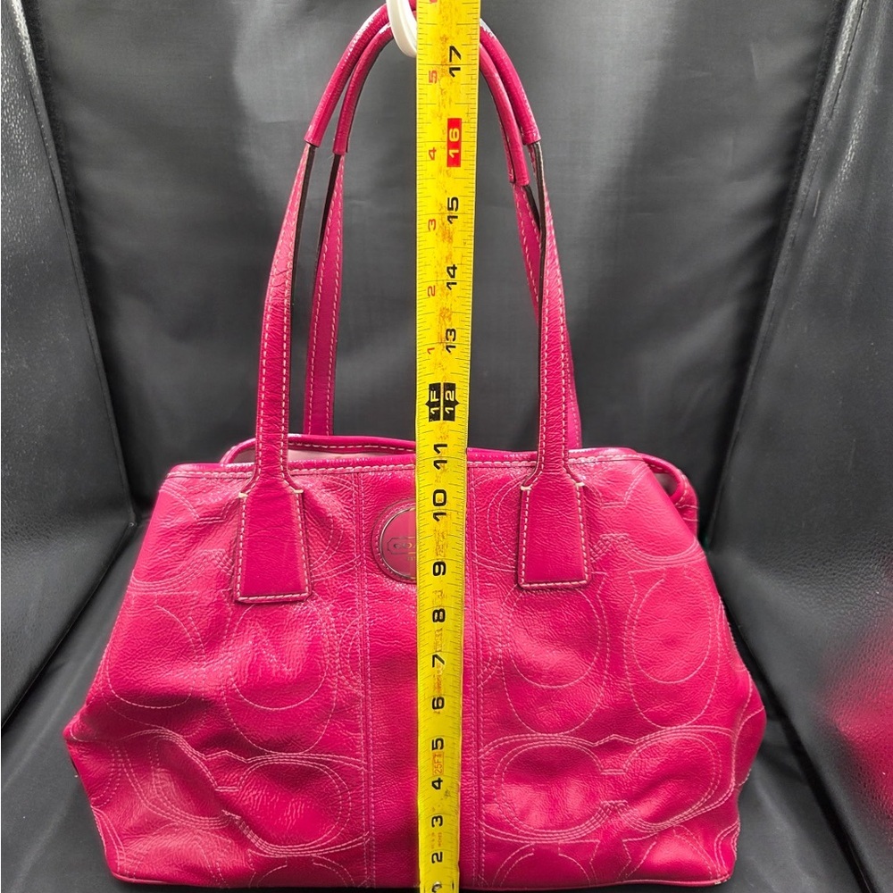 Coach Pink Leather Kisslock Tote Bag - Picture 7 of 11
